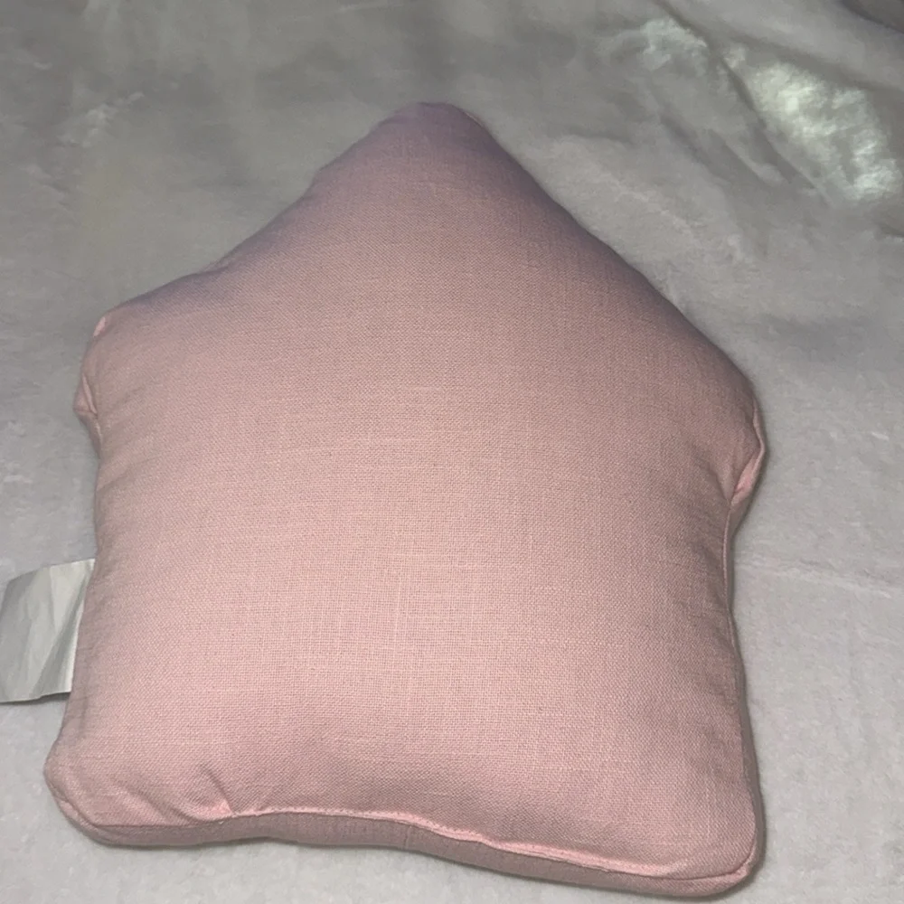 Warm wishes pastel pink gingerbread house pillow